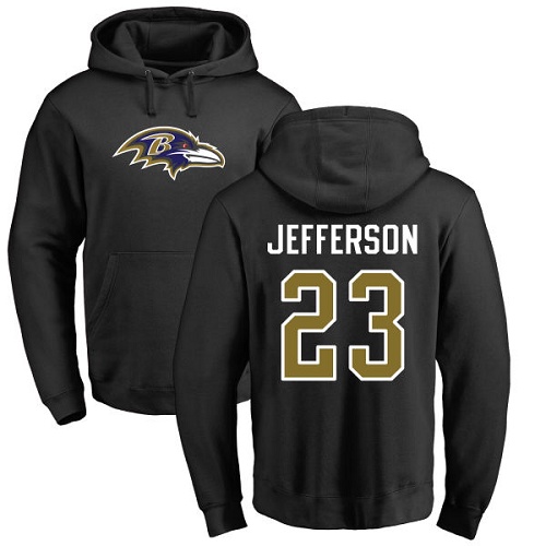 Men Baltimore Ravens Black Tony Jefferson Name and Number Logo NFL Football 23 Pullover Hoodie Sweatshirt